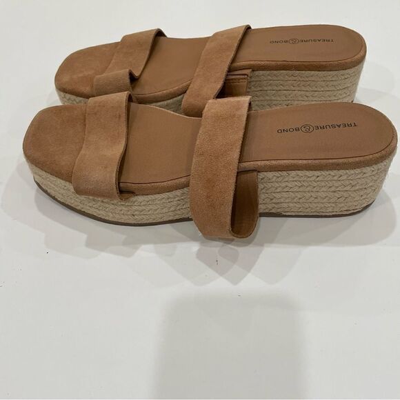 Suede Tan Brown Wedge Sandals, Treasure & Bond, Size 9 - Picture 5 of 9